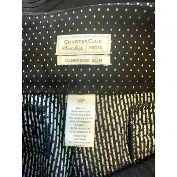 Charter Club Pants Women Size 14P Black Dots Cambridge Slim Stretch Pull On NWOT - Picture 5 of 5